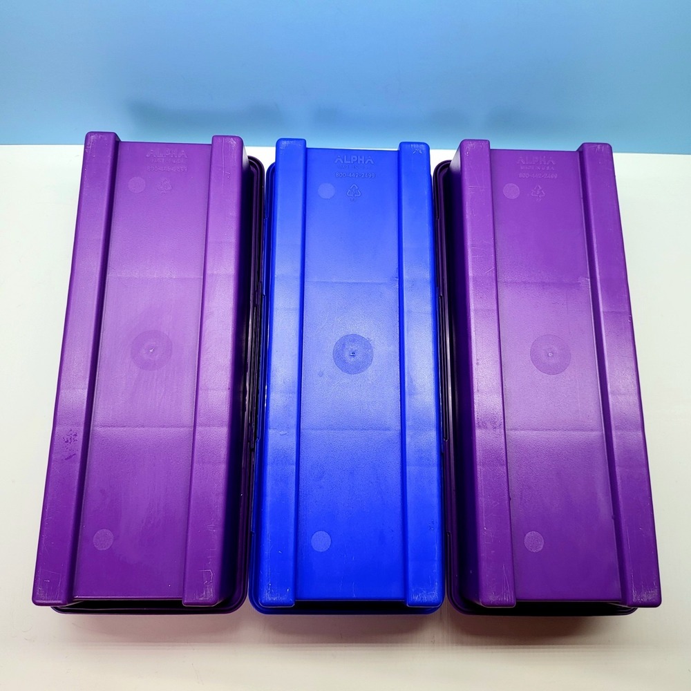 Vintage Cassette Tape Storage LOT 3 Purple & Blue Holder Case Organizer 15 Tapes - Picture 9 of 9